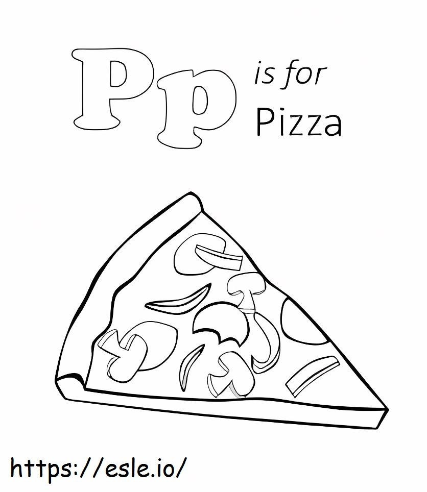 P es para pizza para colorear