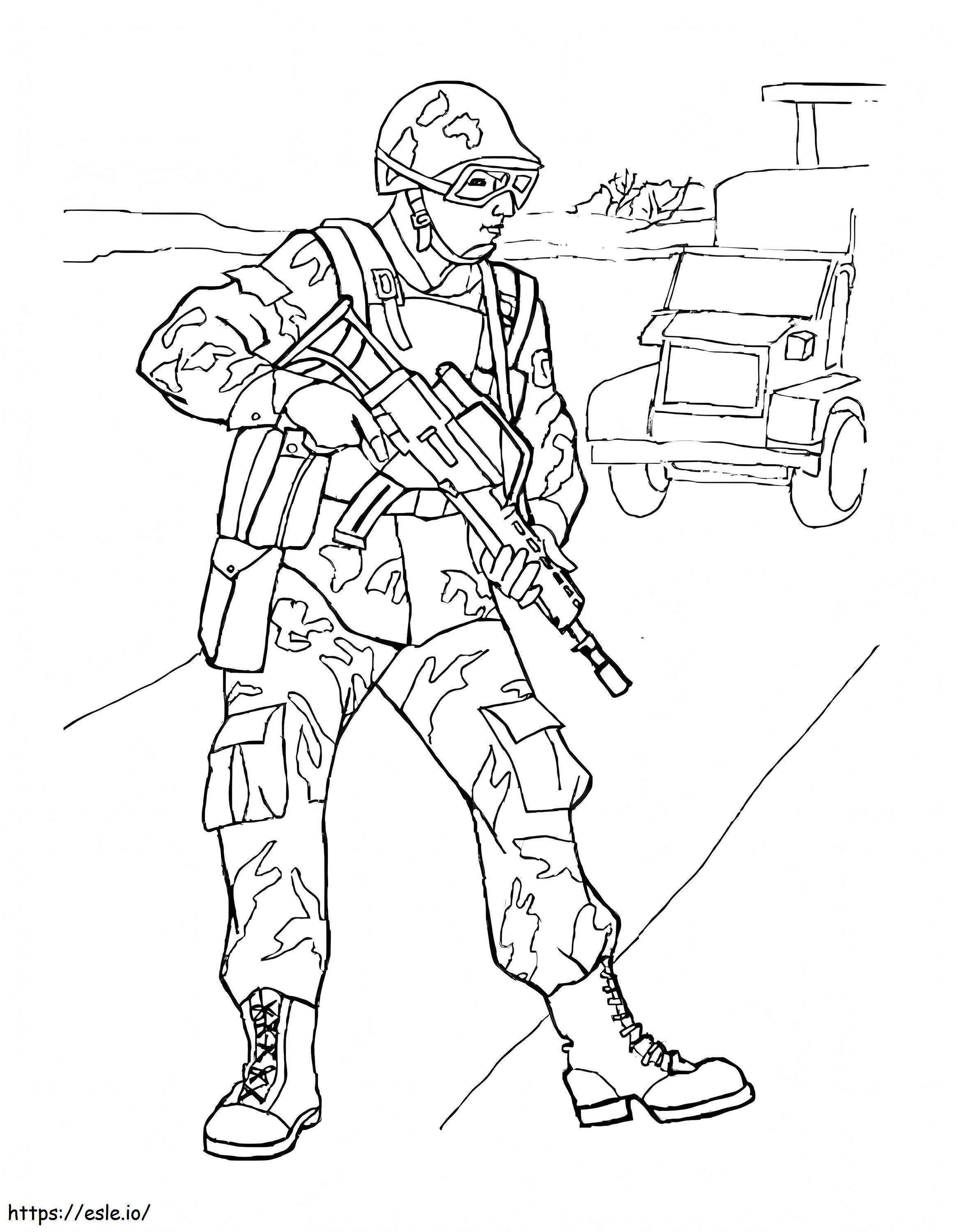 Coloriage Soldat militaire à imprimer dessin