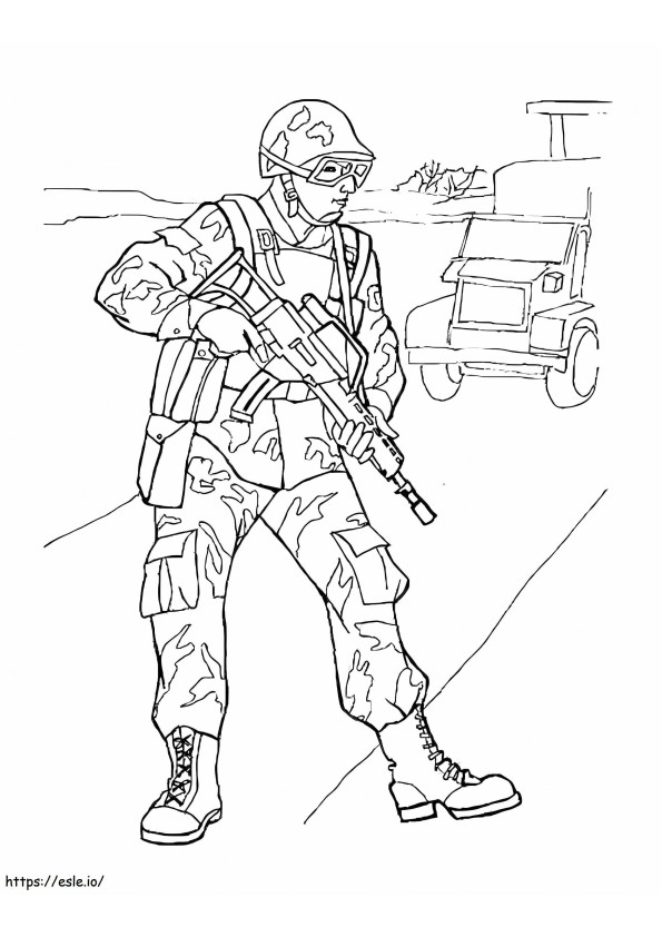 Coloriage Soldat militaire à imprimer dessin