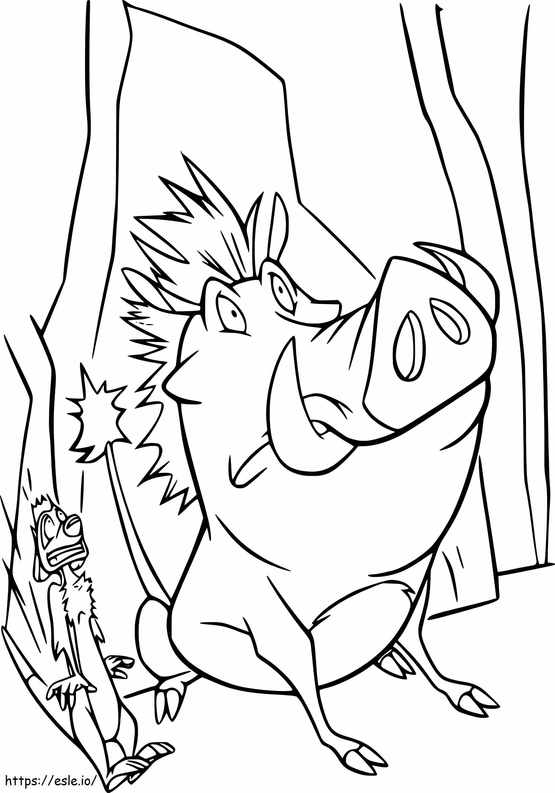Scared Timon And Pumbaa coloring page
