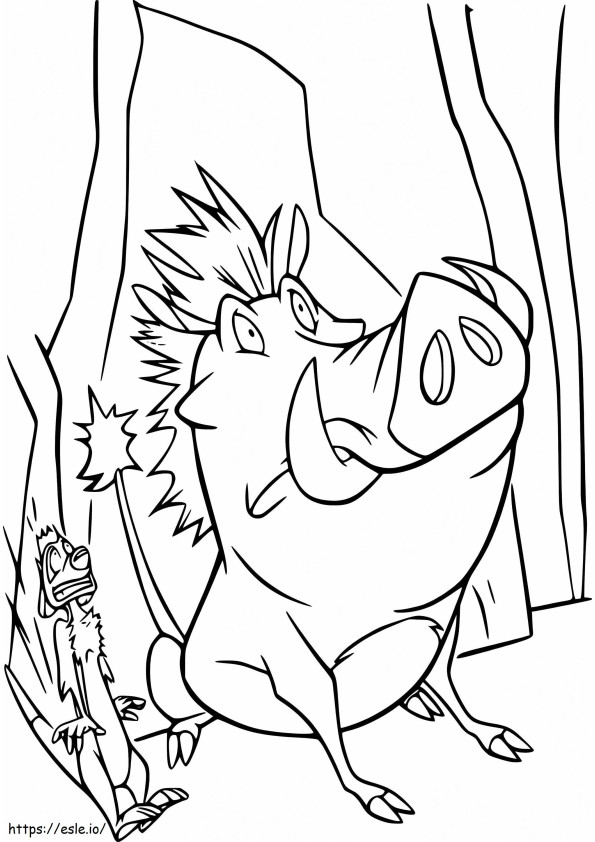 Coloriage Timon et Pumbaa effrayés à imprimer dessin