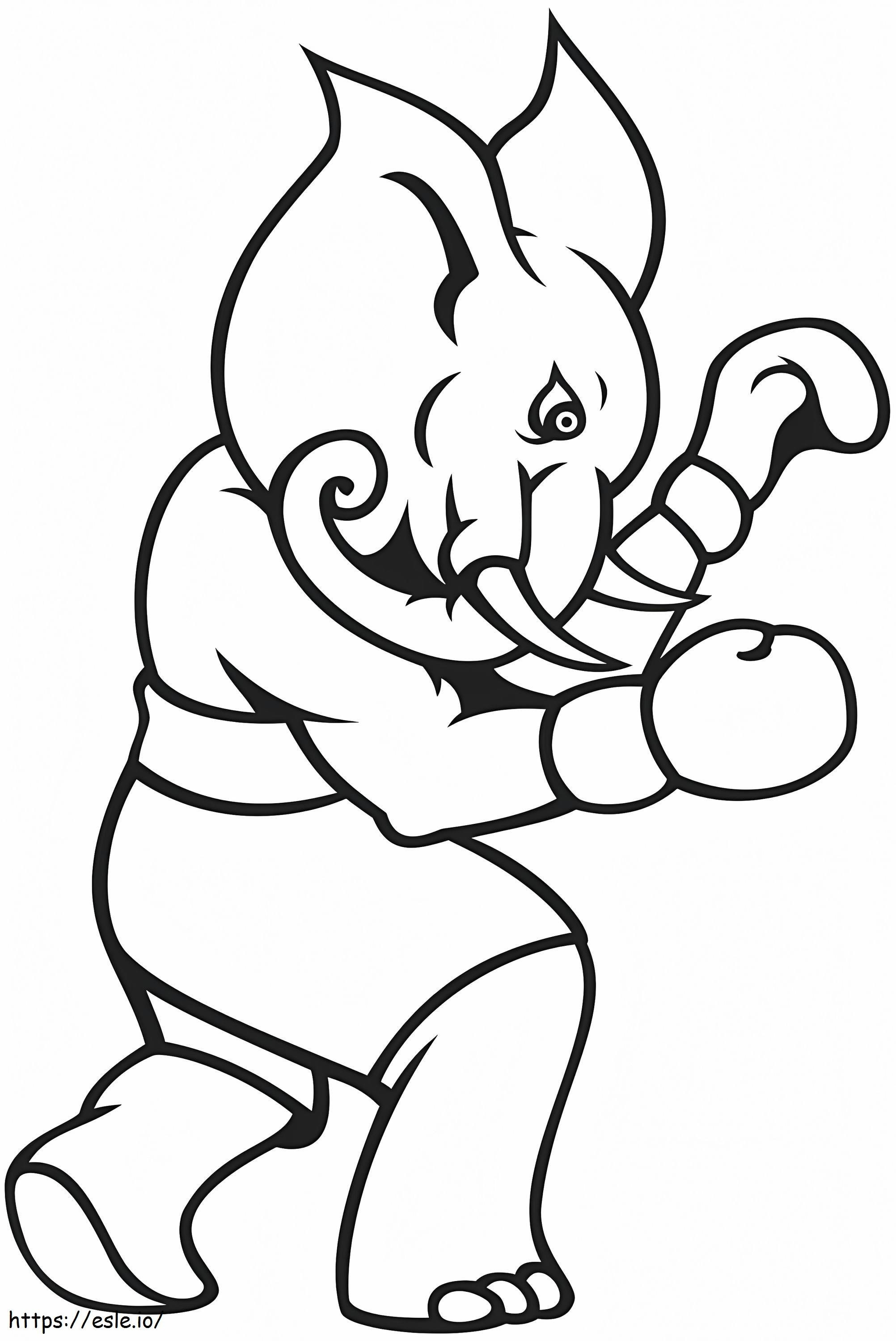 Coloriage 1562053963 Éléphant de boxe A4 à imprimer dessin