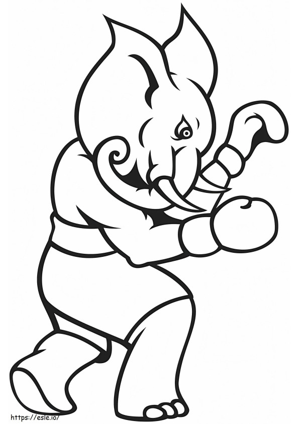 1562053963 Elefante de boxeo A4 para colorear