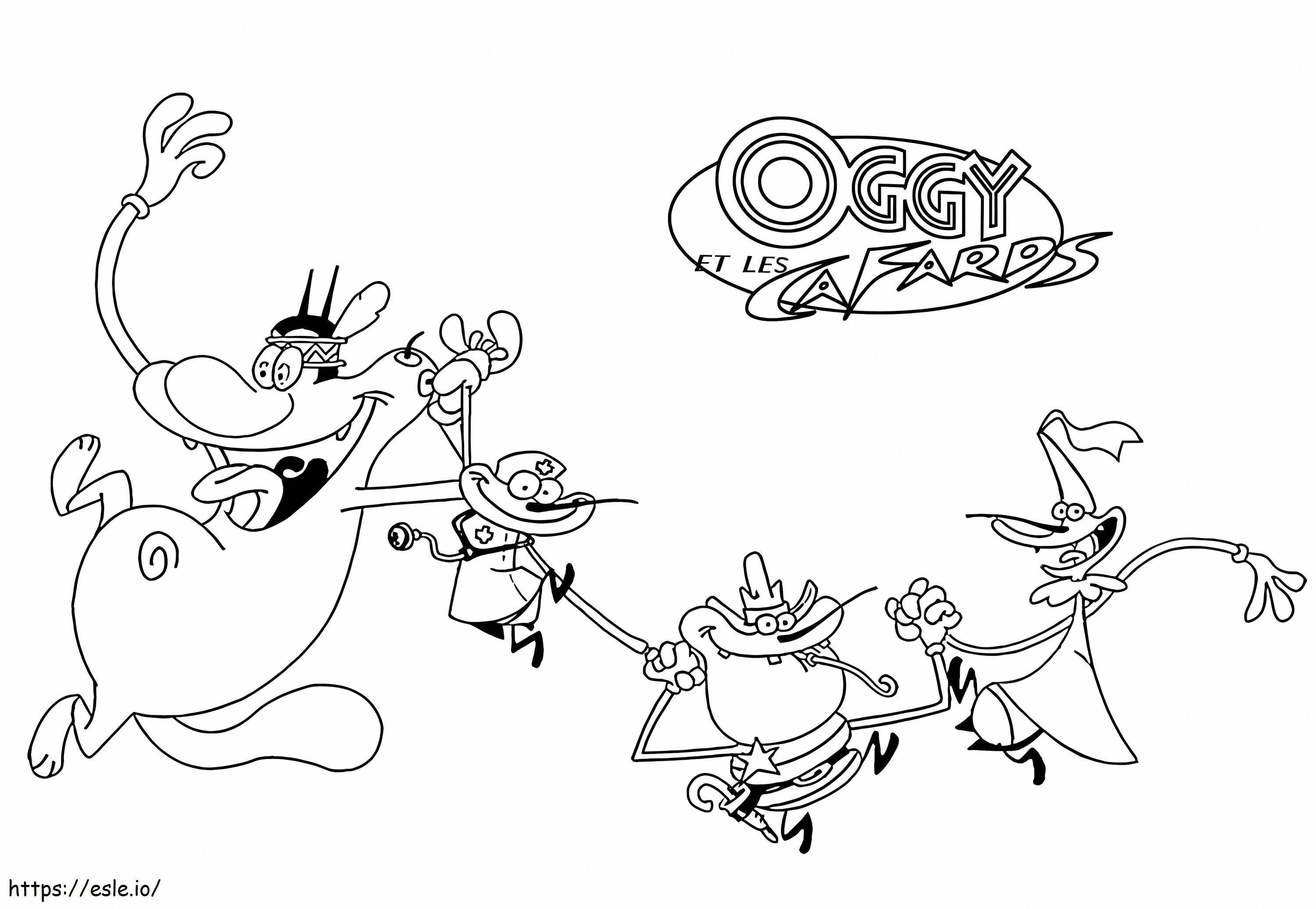 Funny Oggy And The Cockroaches coloring page
