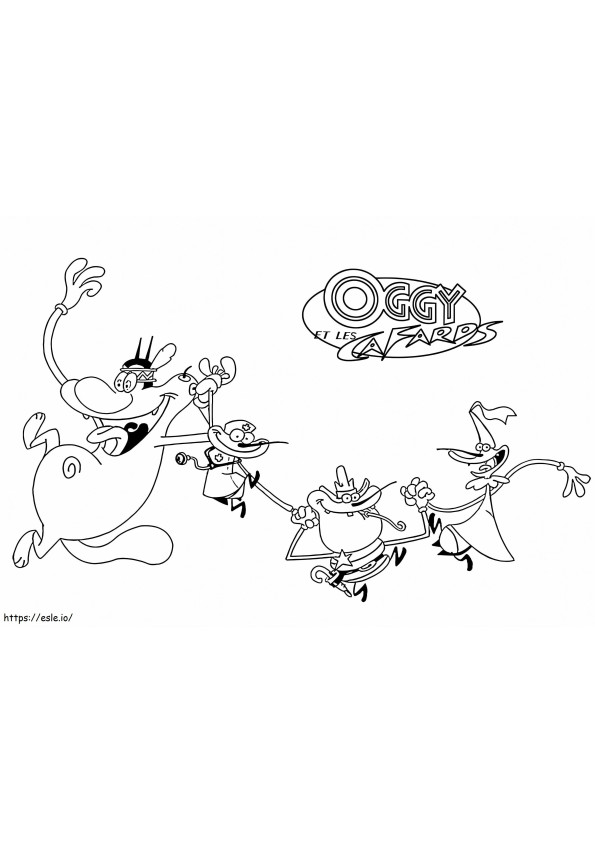 Funny Oggy And The Cockroaches coloring page
