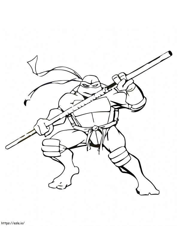 Tartarugas Ninja e o bastão para colorir