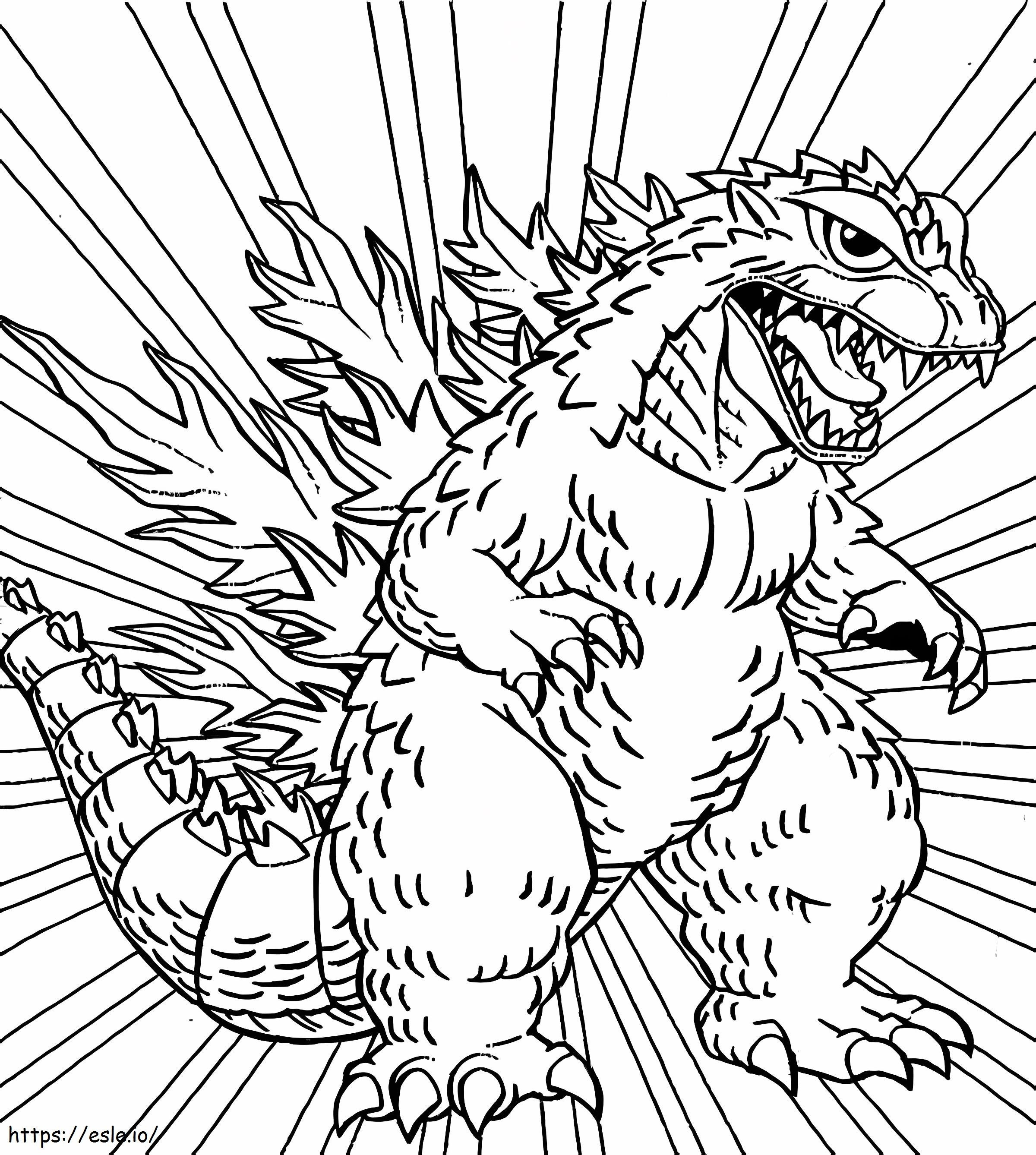 Godzilla de dibujos animados para colorear