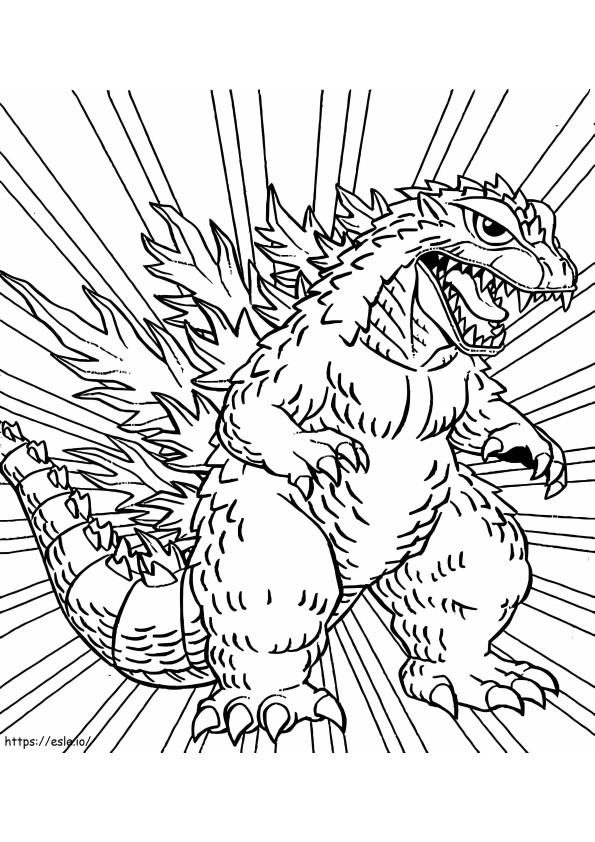 Tekenfilm Godzilla kleurplaat