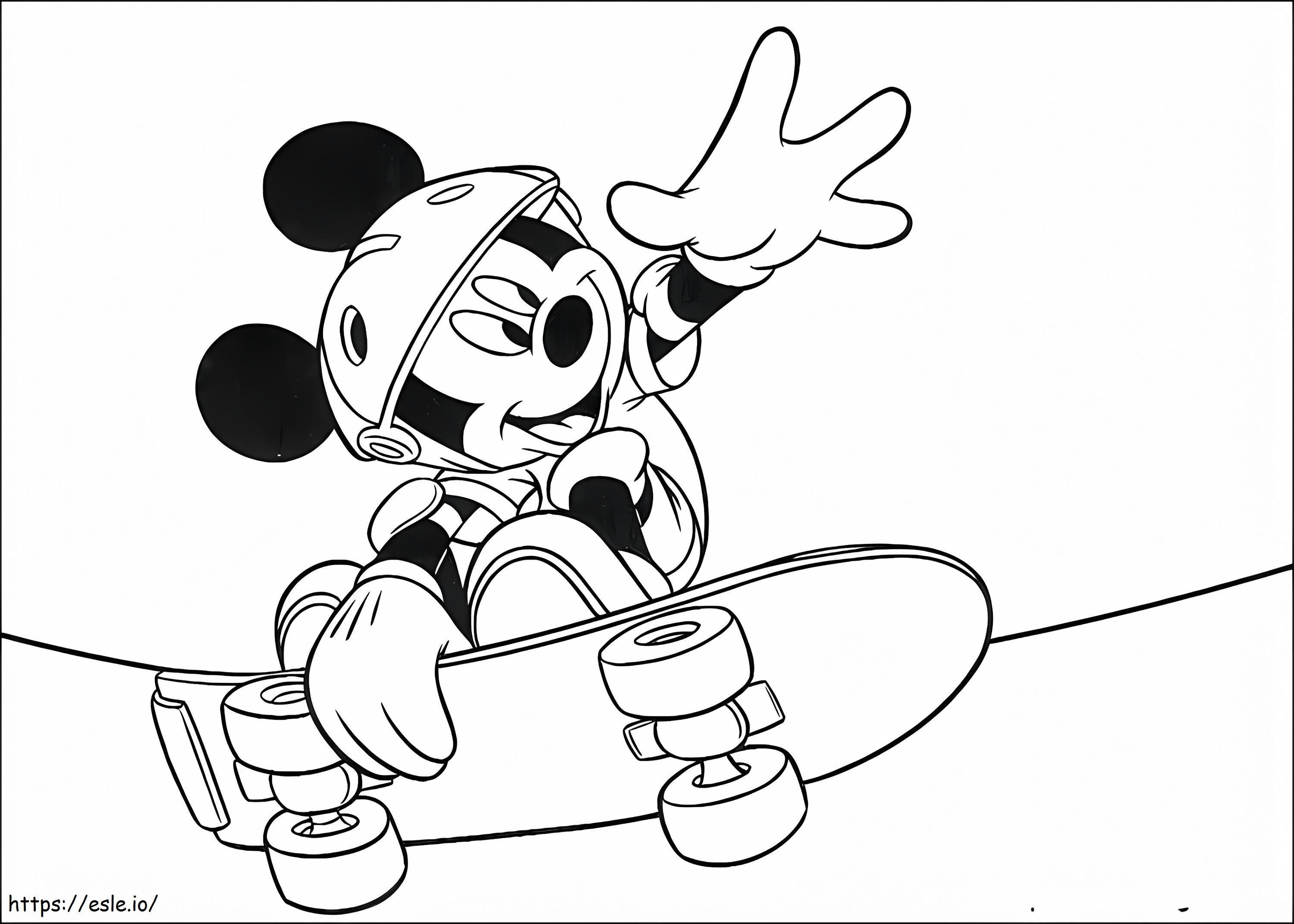 ミッキースケートボード ぬりえ - 塗り絵