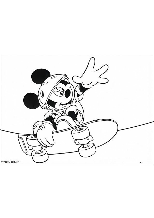 Coloriage Planche à roulettes Mickey à imprimer dessin