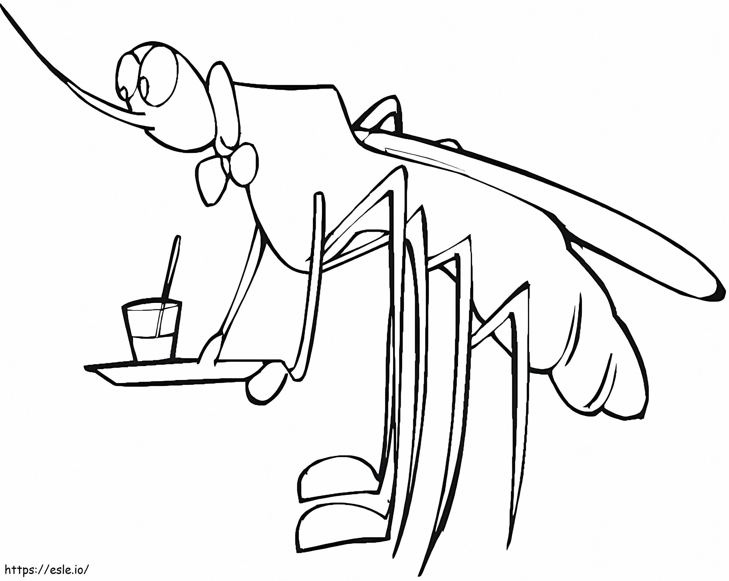 Waiter Mosquito coloring page