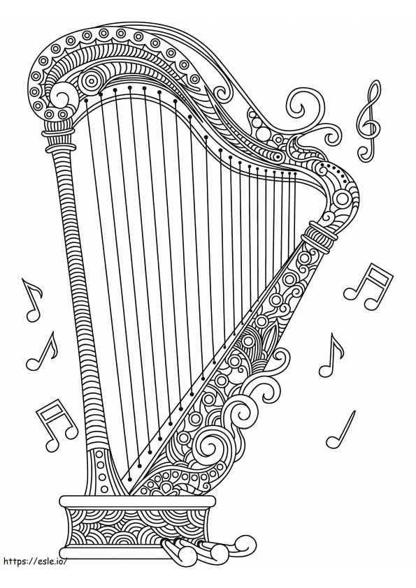 Prachtige harp kleurplaat