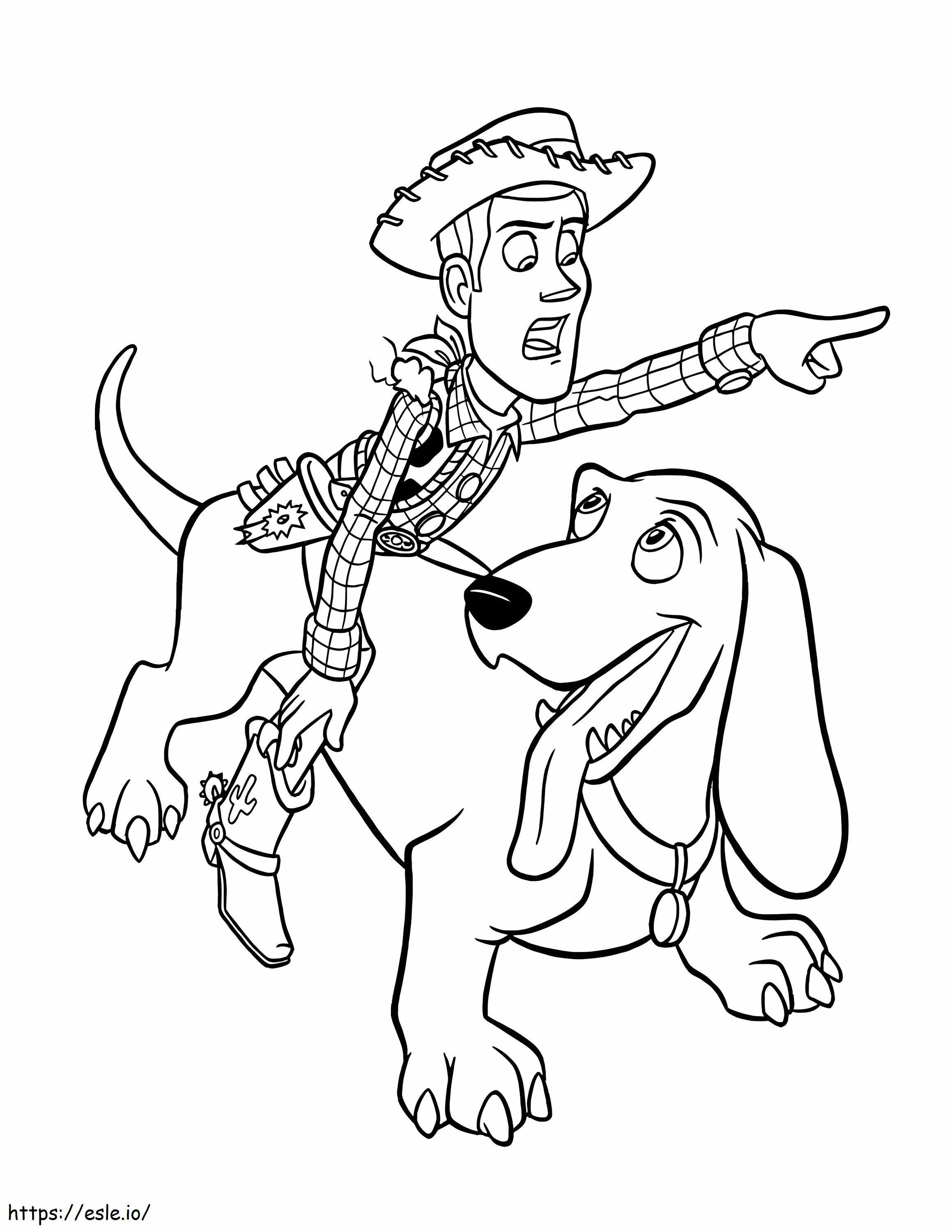 Woody Riding Dog coloring page
