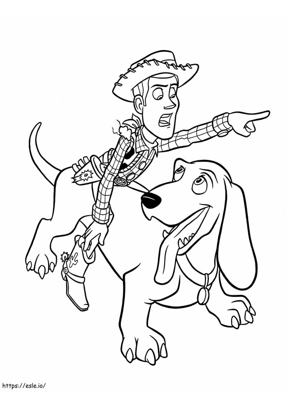 Câine de călărie Woody de colorat