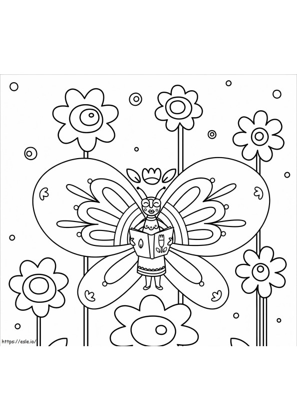 Butterfly And Book coloring page