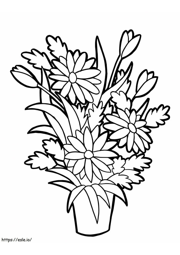 鉢植えの美しい花 ぬりえ - 塗り絵