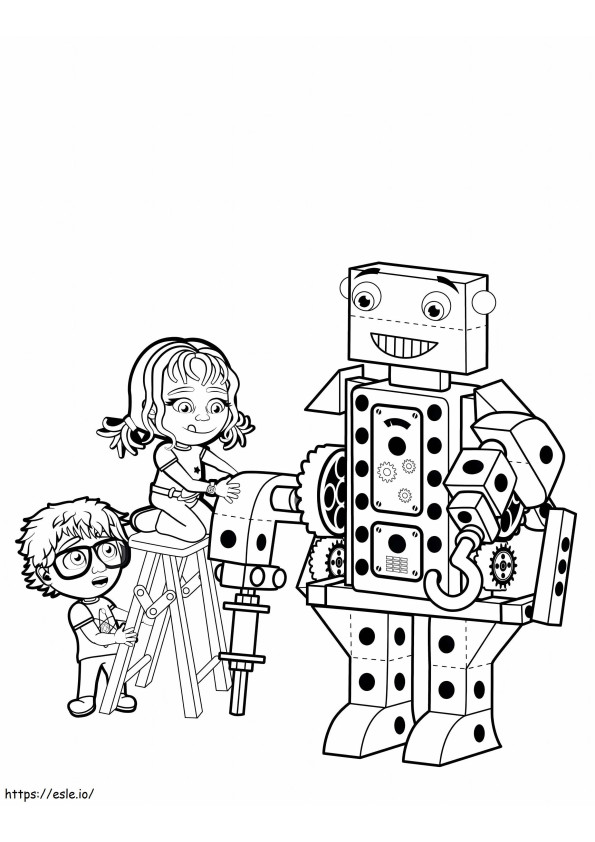 Primeira construção de robôs para crianças para colorir