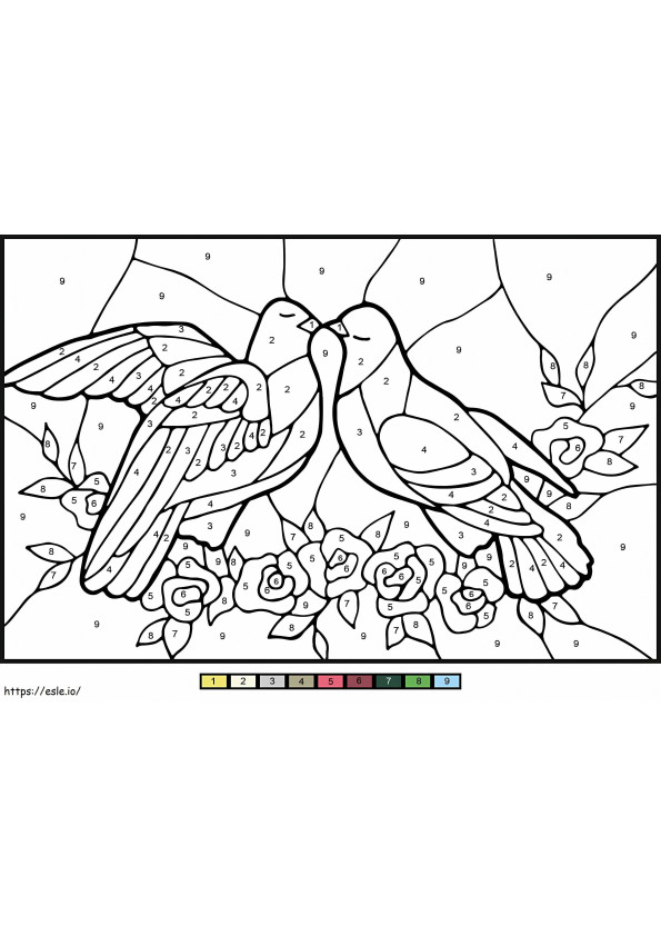 Doves Color By Number coloring page