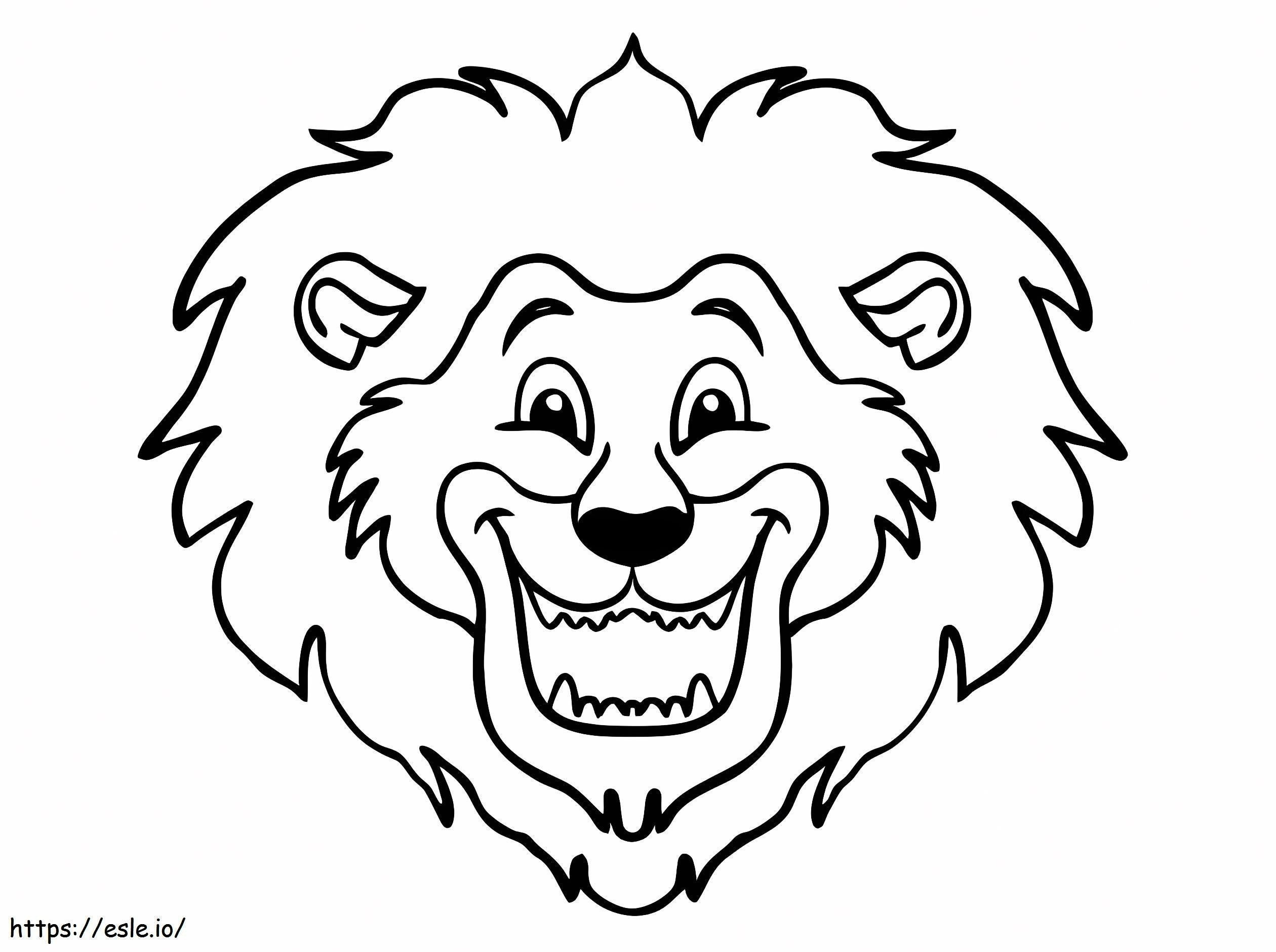 Coloriage Visage de lion heureux à imprimer dessin
