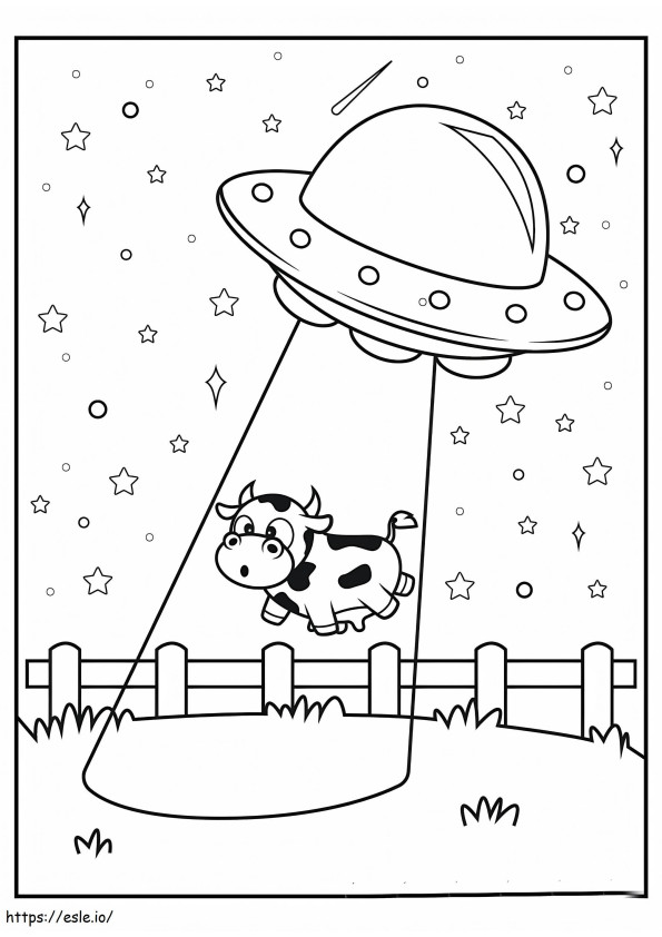 UFO łapie krowę mleczną kolorowanka