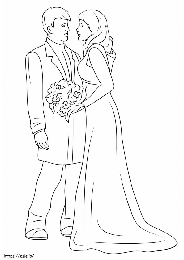 Coloriage Couples de mariage à imprimer dessin