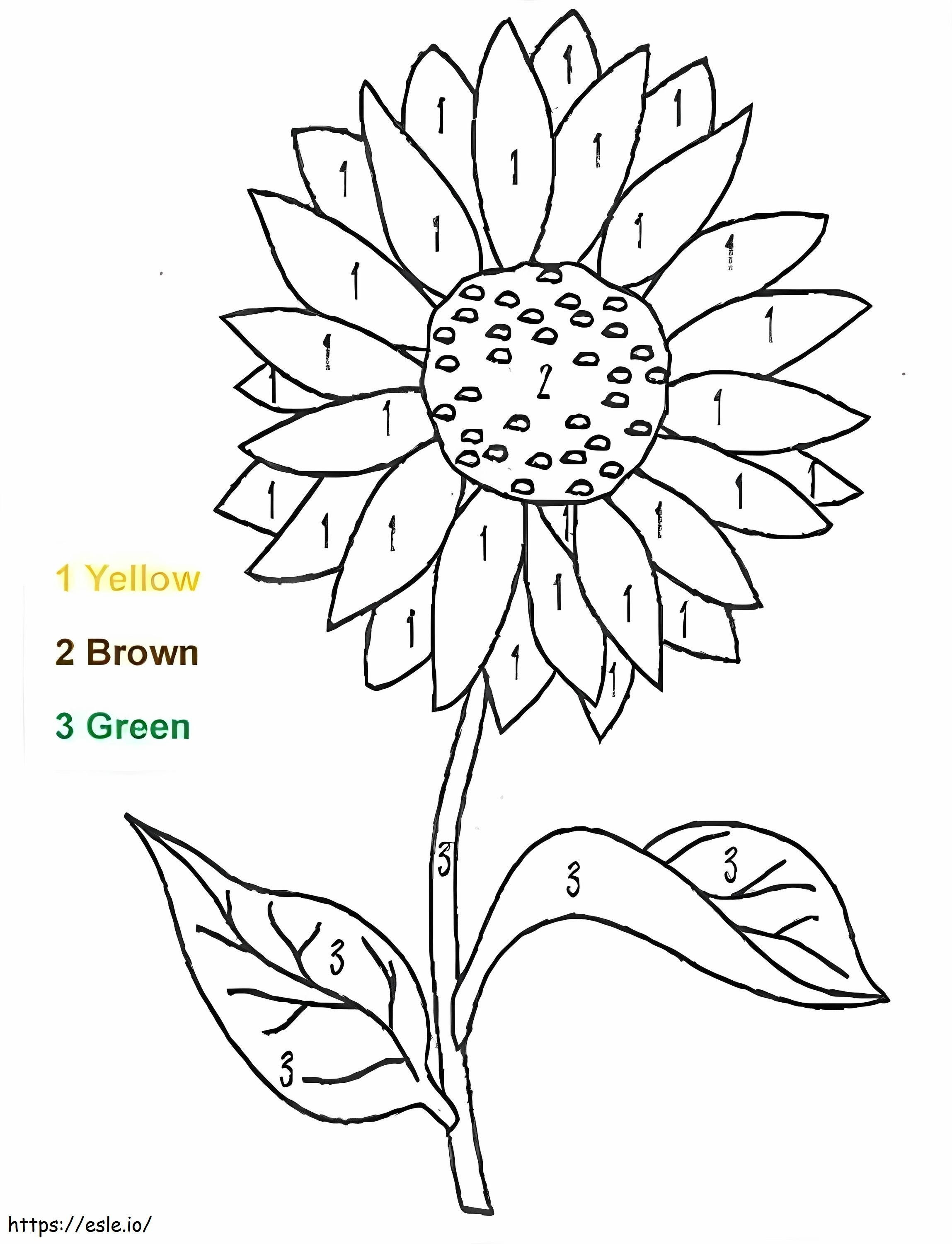 Tulostettava kukka värin mukaan värityskuva