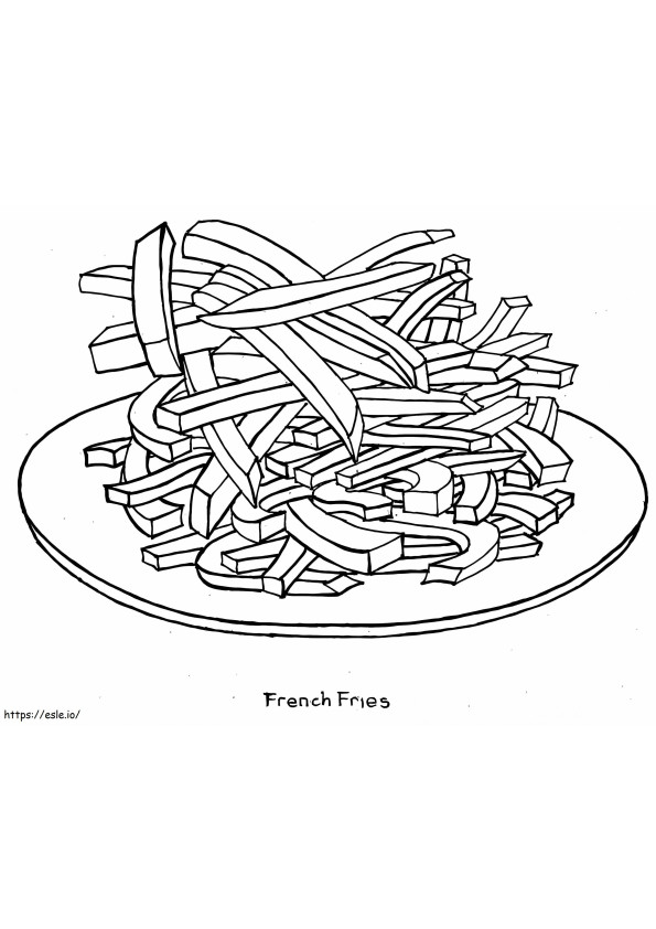 French Fries On Plate 1 coloring page