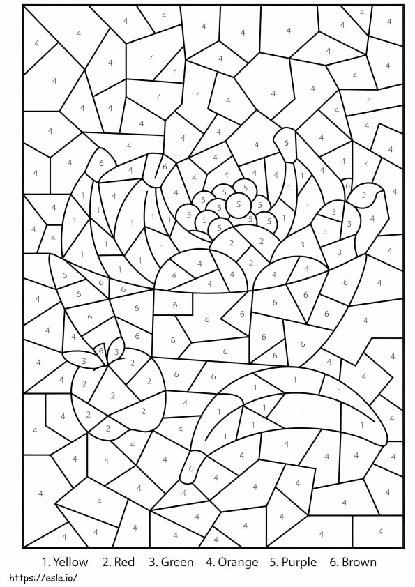 Bowl Of Fruits Color By Number coloring page