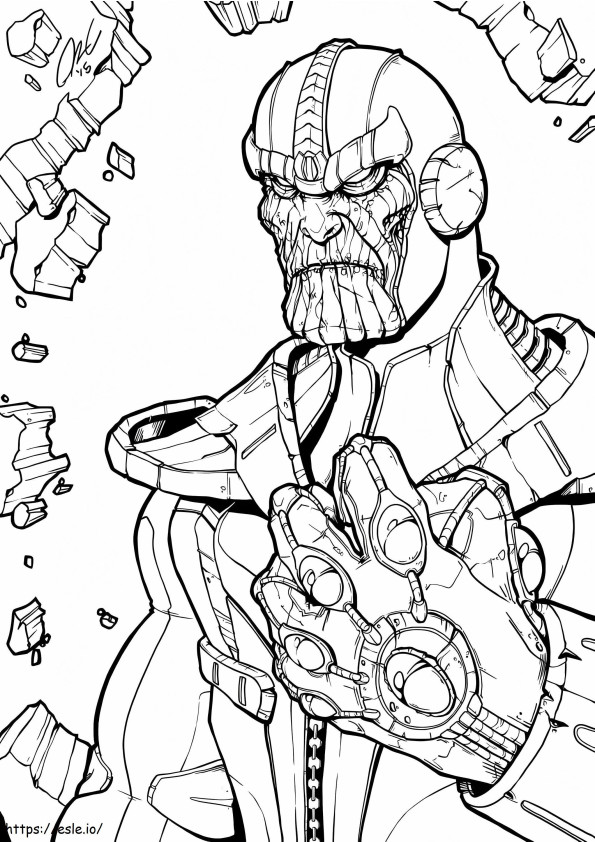 Thanos înfricoșător cu mănușa infinitului de colorat