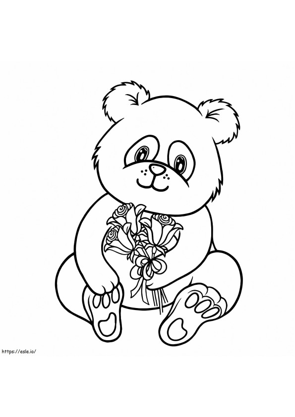 Panda With Flower Bouquet