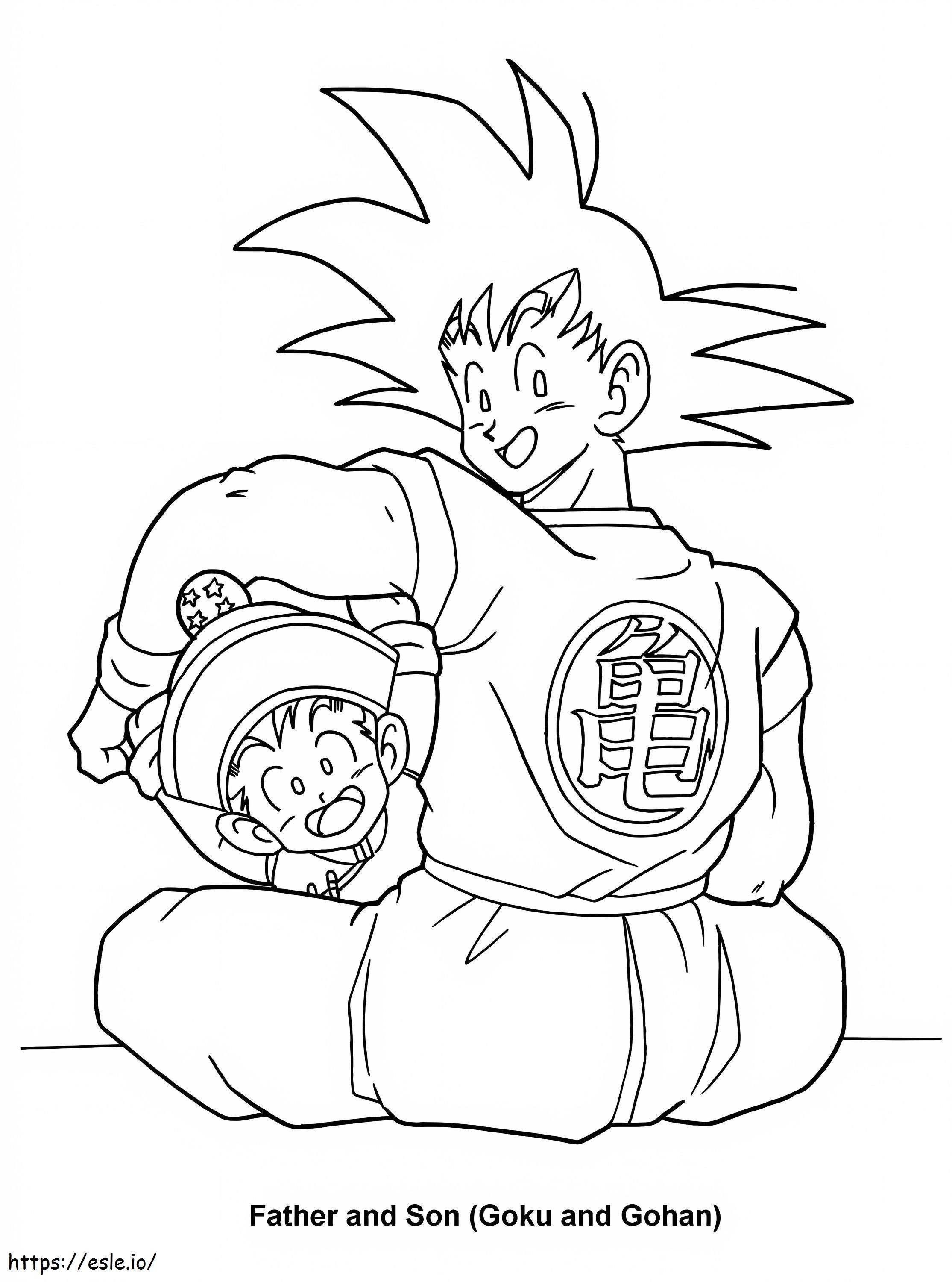 Son Goku y Son Gohan para colorear
