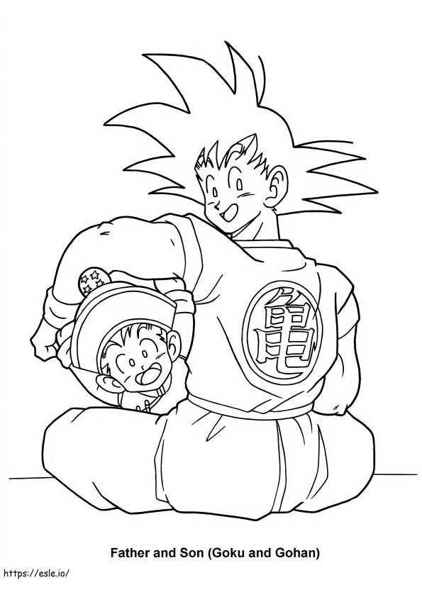 Son Goku și Son Gohan de colorat
