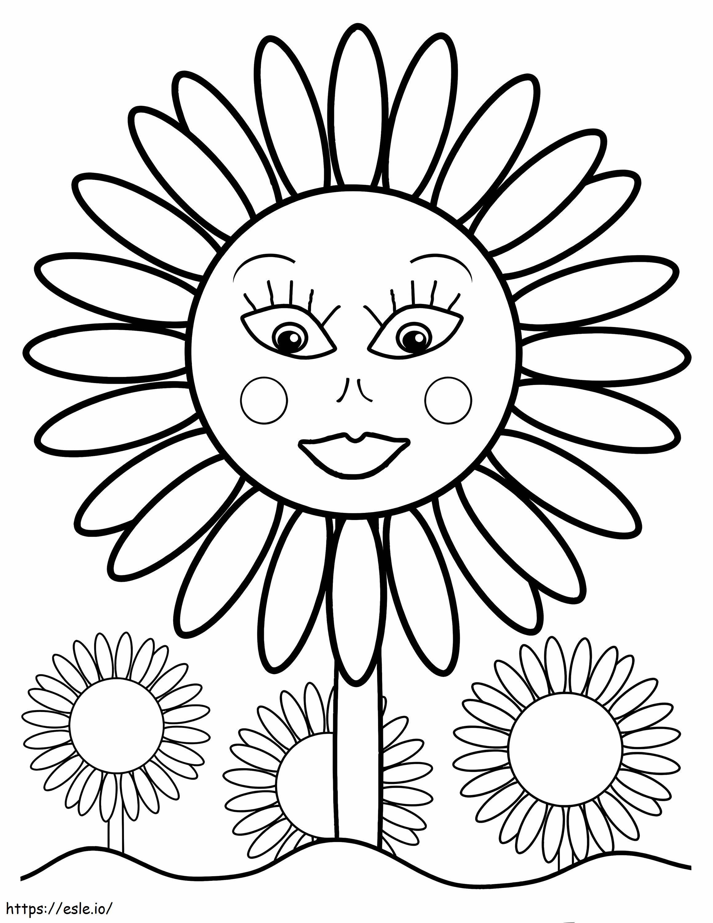 1539915926 Ilmainen tulostettava auringonkukka lapsille auringonkukkakuville Auringonkukkakuvien värittämiseen 2 väriin värityskuva