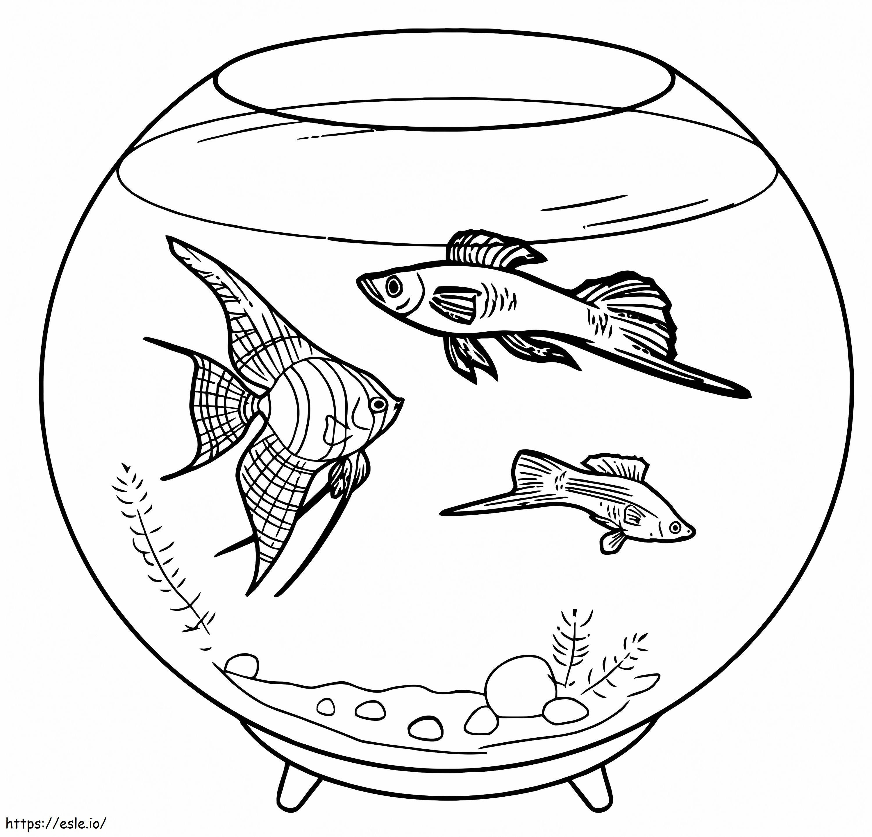 無料の印刷可能な金魚鉢 ぬりえ - 塗り絵