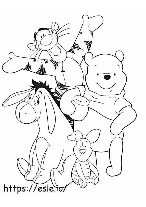 Sitting Piglet And Friends coloring page