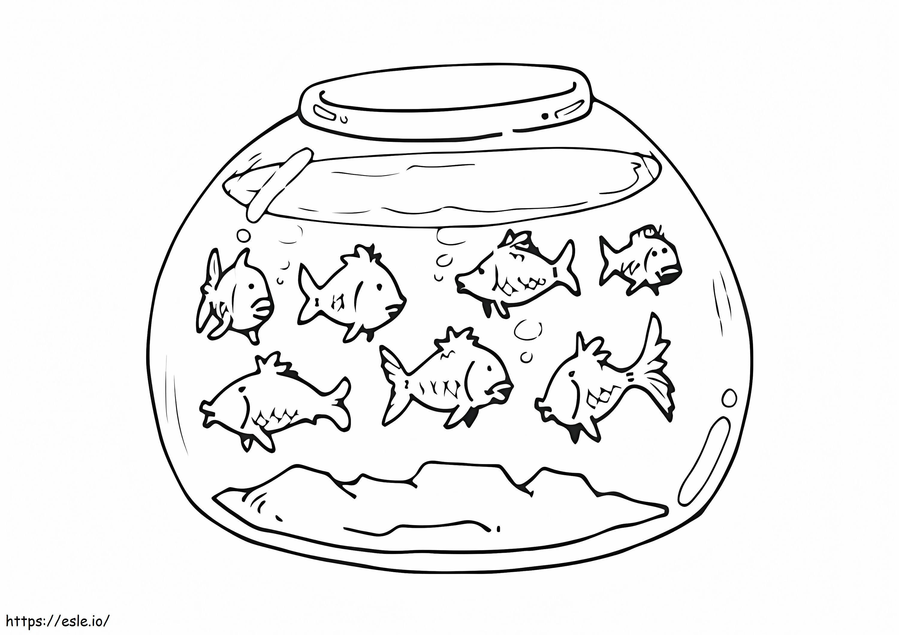 Coloriage Bocal à poissons à imprimer dessin