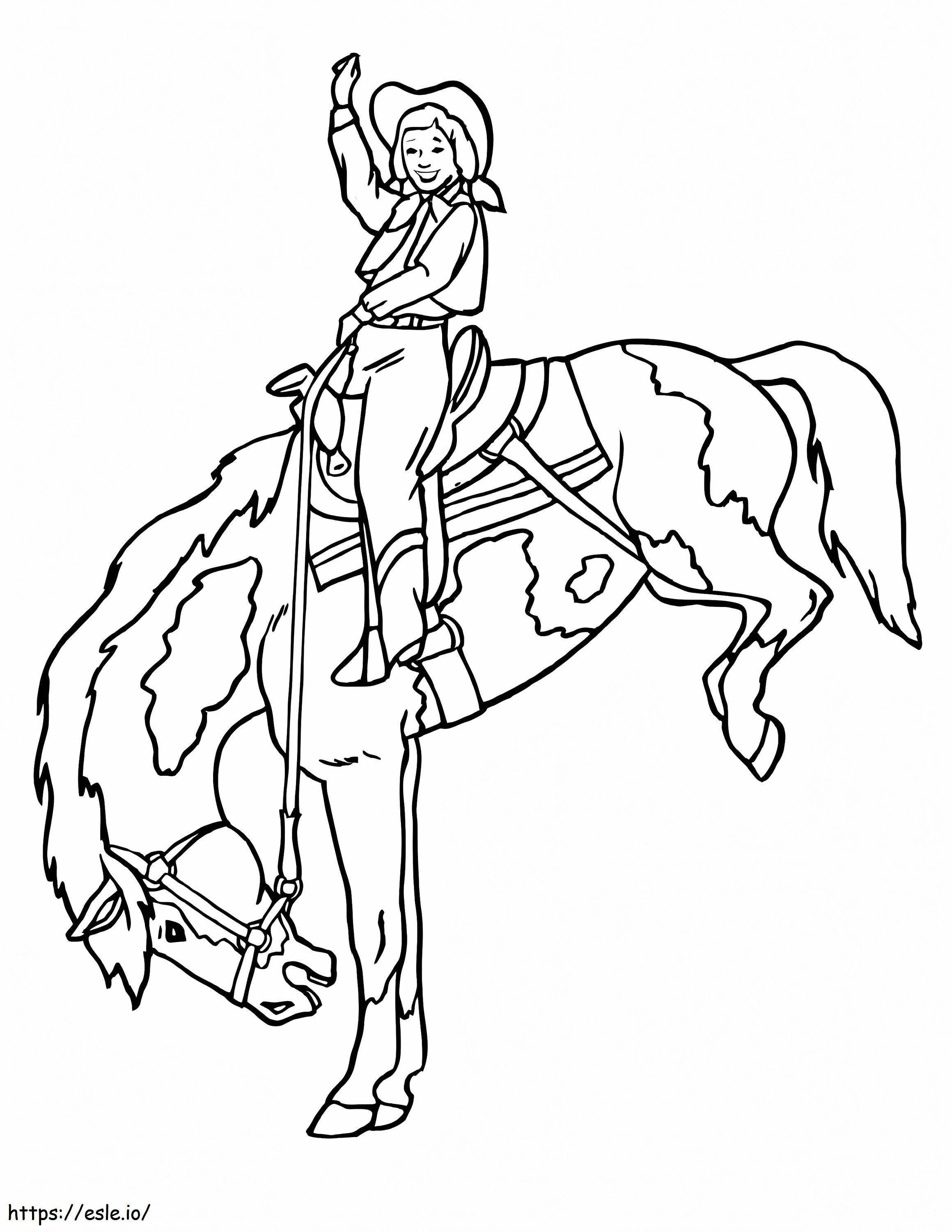 Cowgirl Is Happy coloring page