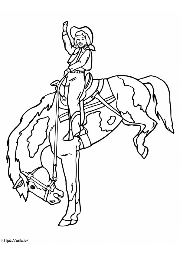 Cowgirl Is Happy coloring page