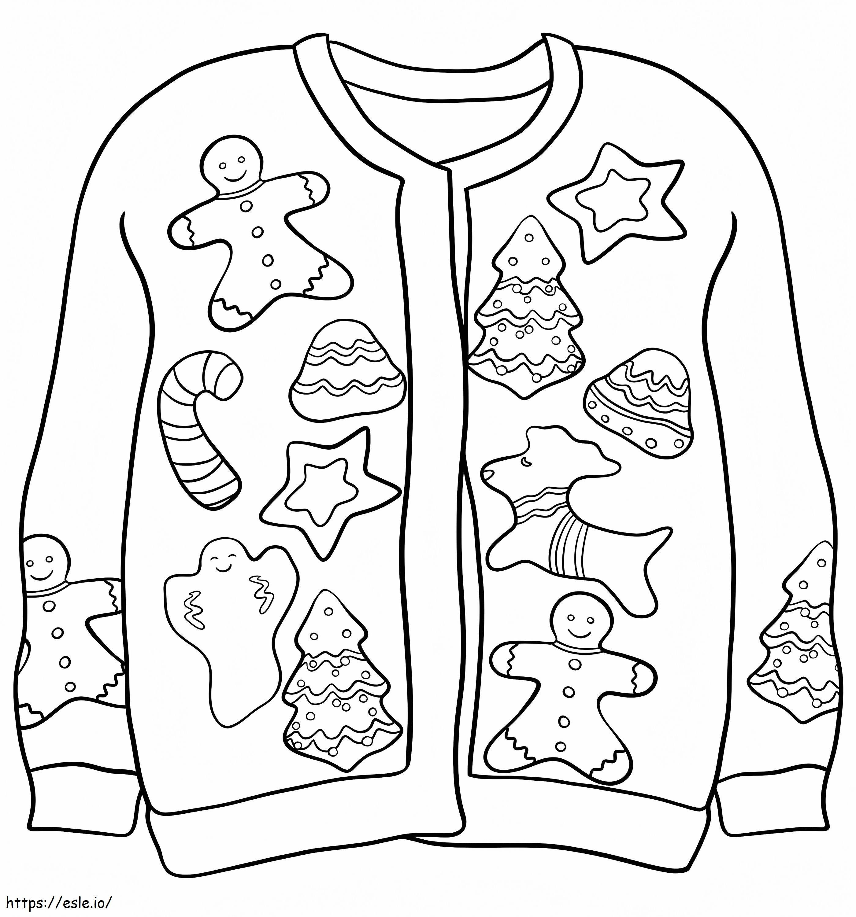 Suéter De Natal Com Pão De Gengibre para colorir