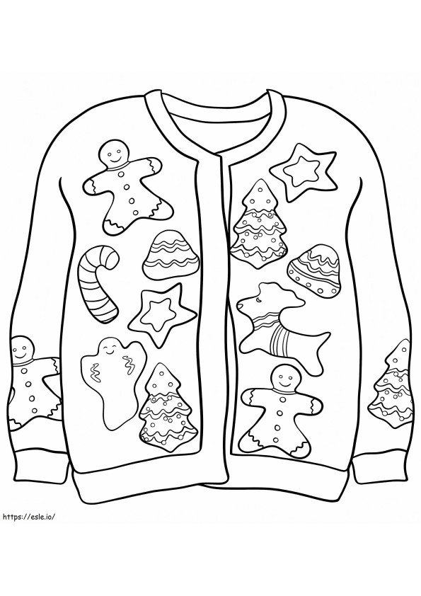 Suéter De Natal Com Pão De Gengibre para colorir