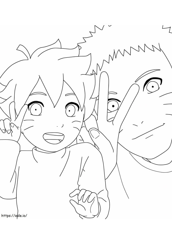 Little Boruto And Naruto coloring page