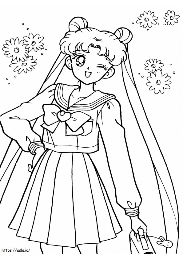 Coloriage Sailor Moon souriant à imprimer dessin