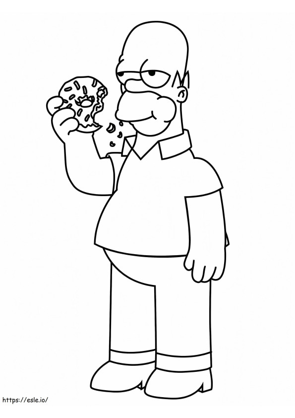 Homer Simpson com rosquinha para colorir