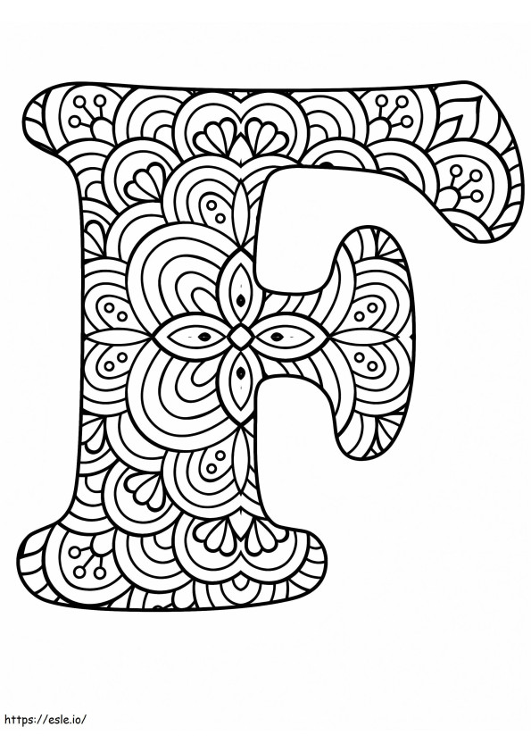 Letra F Alfabeto Mandala para colorear