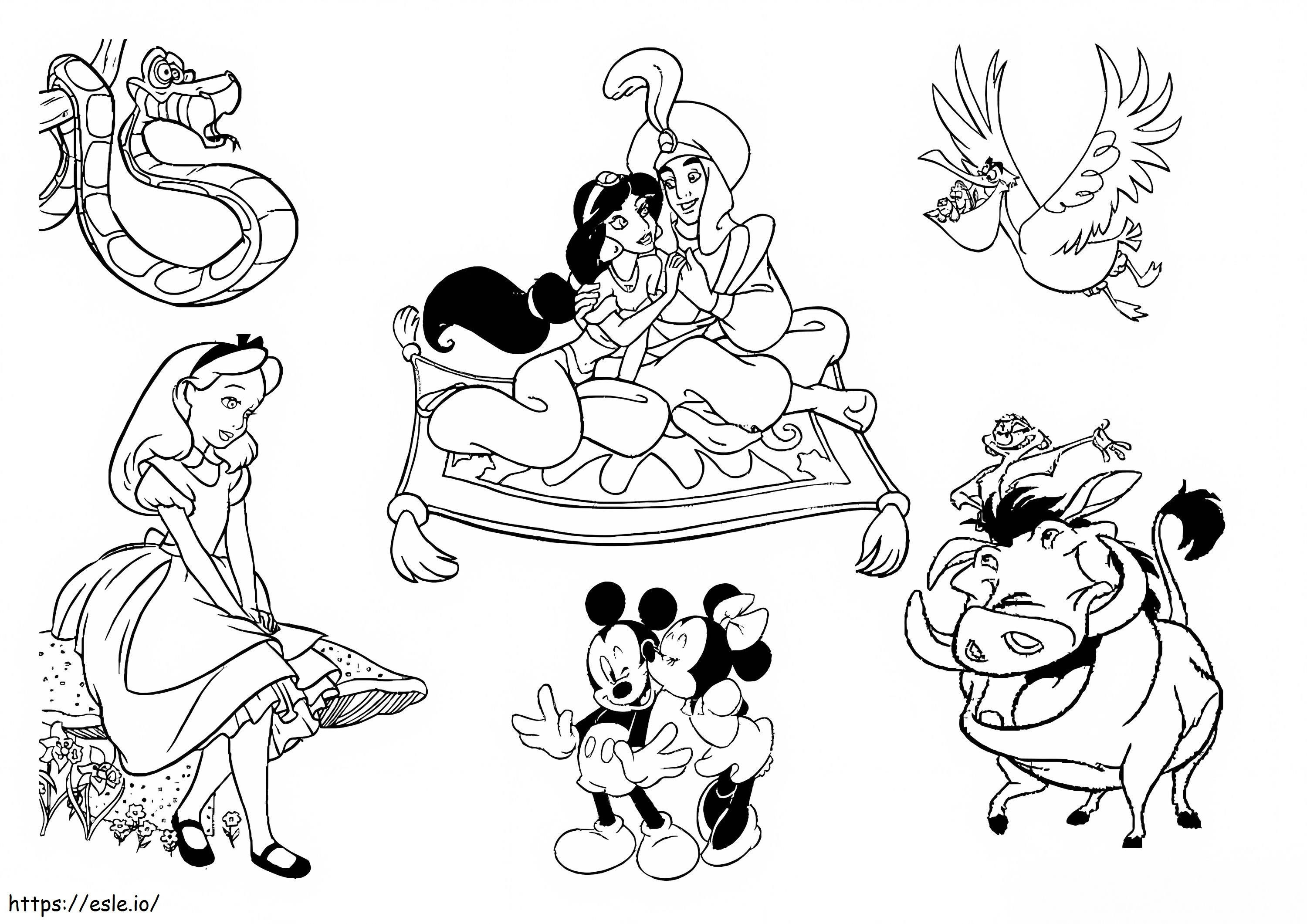 Disneyn hahmot värityskuva