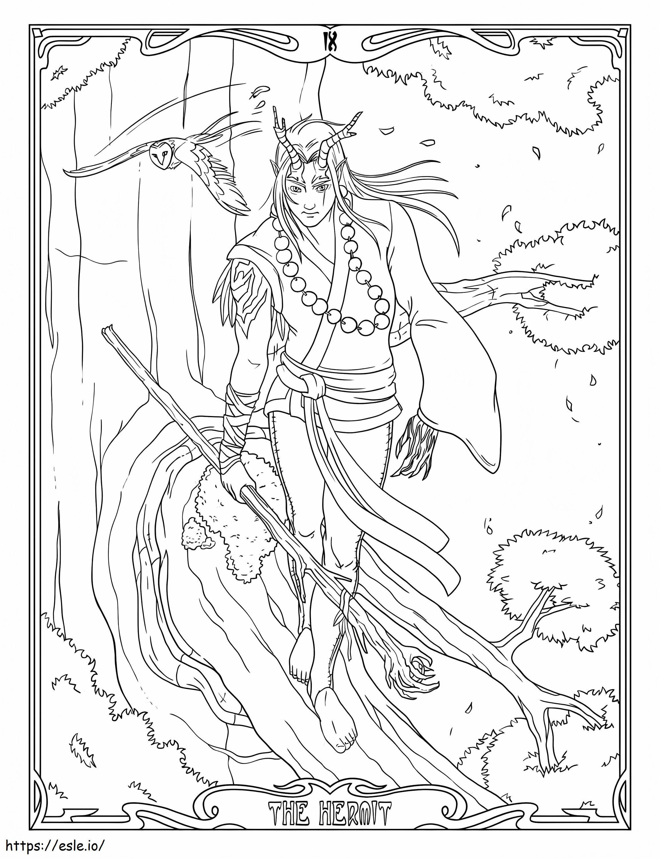 The Hermit Tarot coloring page