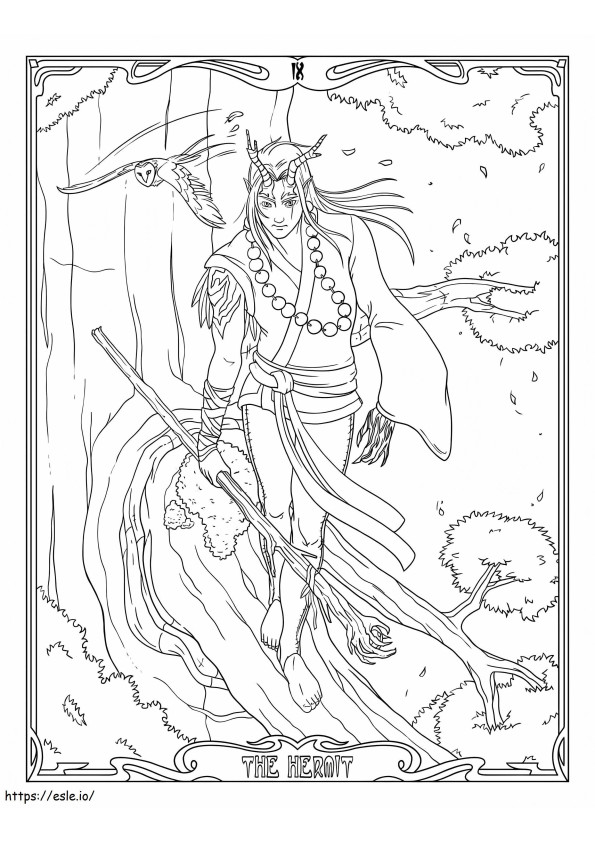 The Hermit Tarot coloring page