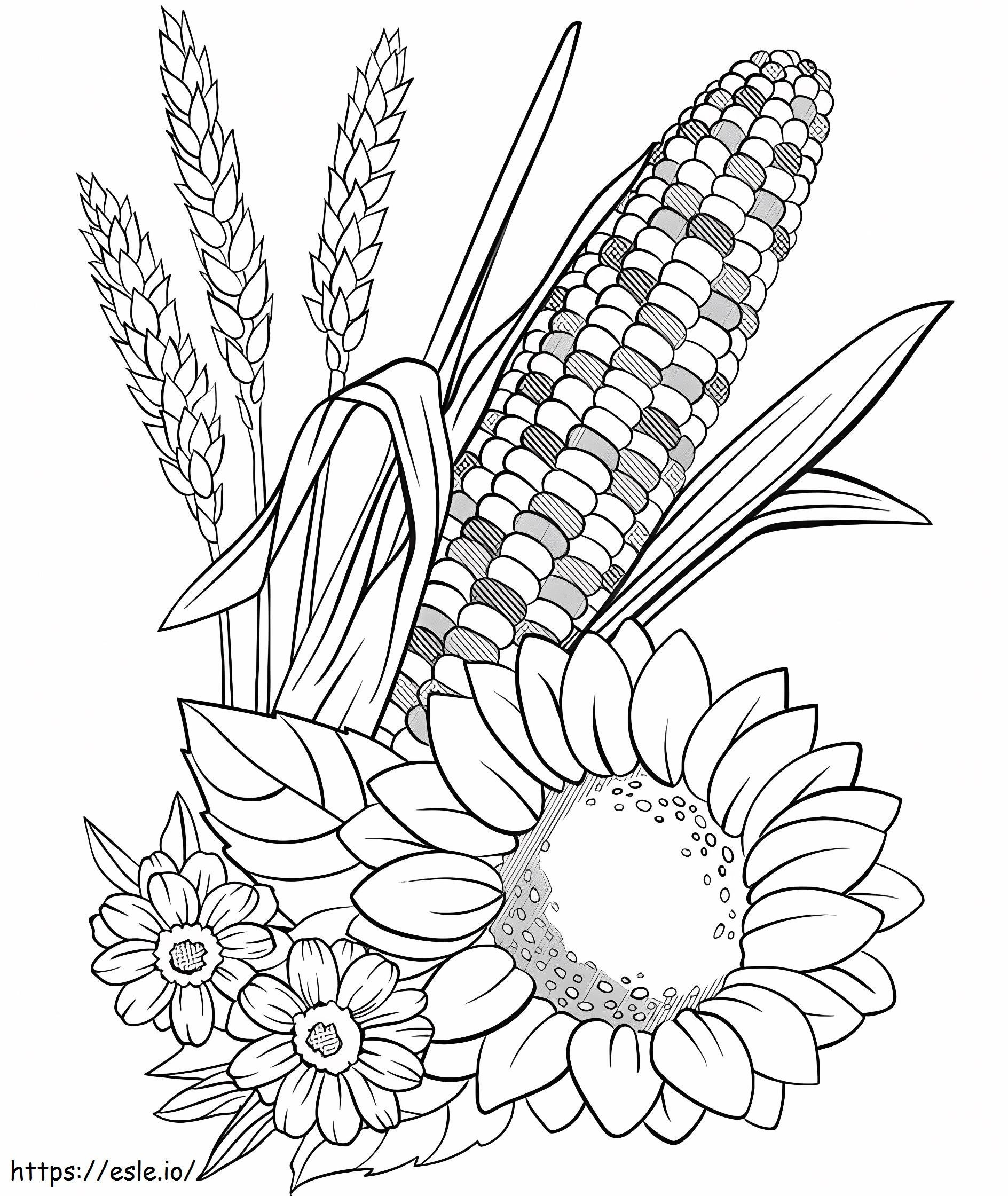 Corn And Flower coloring page