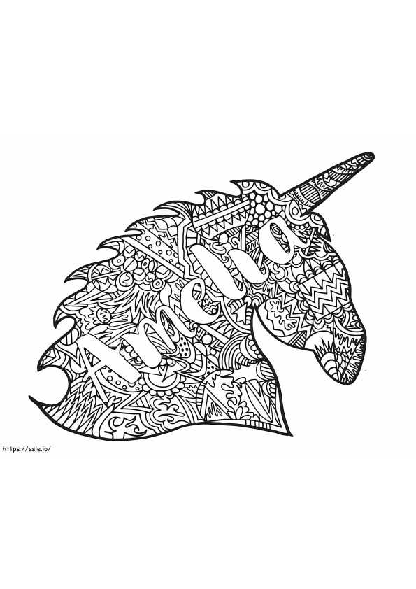 Zentangle Unicorn Amelia värityskuva