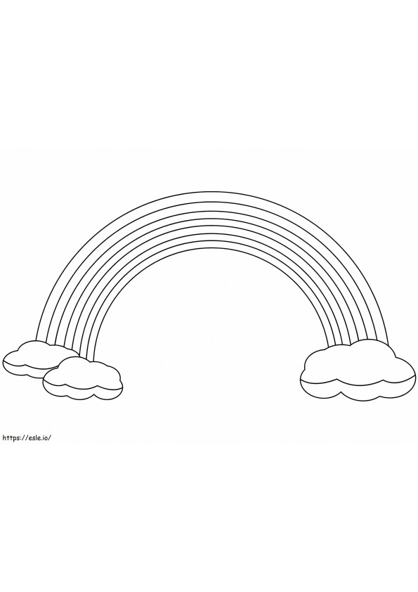 Yksinkertainen sateenkaari pilvien kanssa värityskuva